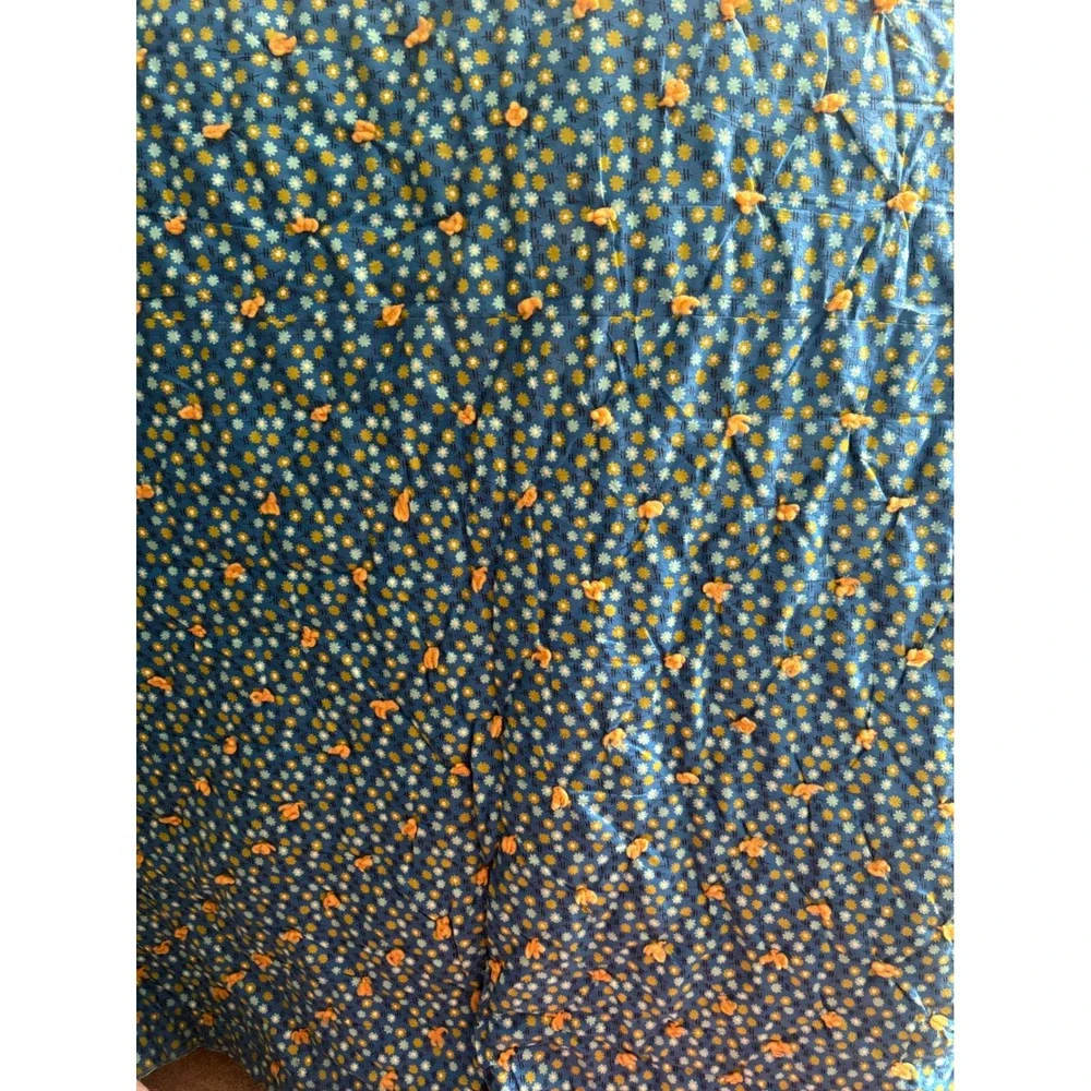 Handmade Blue Flower power blanket comforter Farmhouse Decor
